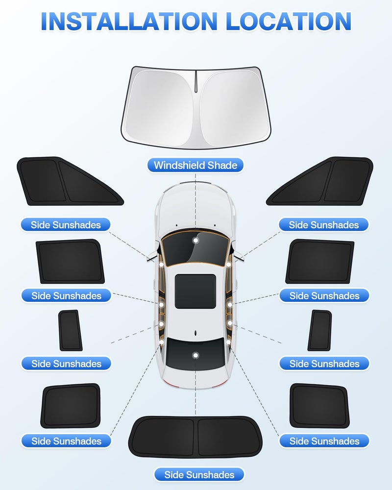 Canvcle Sunshades for Hyundai Santa Fe 2024 2025 2026 Accessories Windshield Sun Shade Side Rear Window Shade Cover Sun Visor Shield Privacy Protection Keep Vehicle Cool Black 10PCS - Image 5